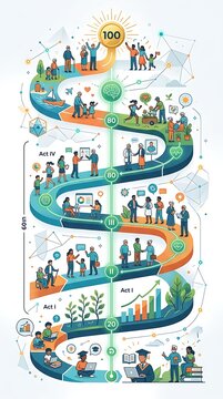 Vertical roadmap illustrating life stages and longevity milestones