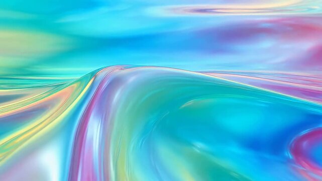 Abstract iridescent wave with vibrant holographic liquid texture and colorful fluid motion