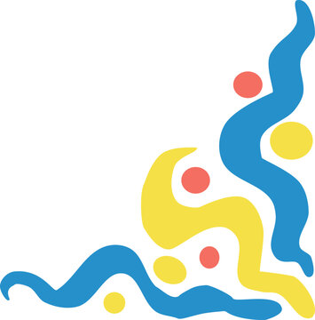 Abstract swirl and dot design corner element