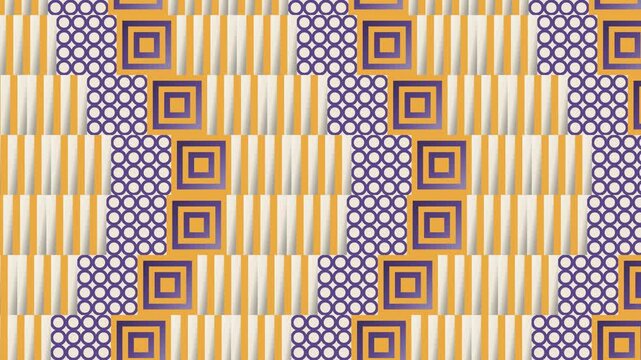 Seamless line pattern loop in cream, purple, yellow - creative animated 4K motion background for video editing, social media and presentation