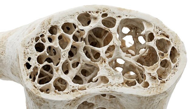 Detailed 3D Osteoporosis Anatomy Illustration of Cancellous Bone Microarchitecture with Trabecular Degeneration and Bone Fragility