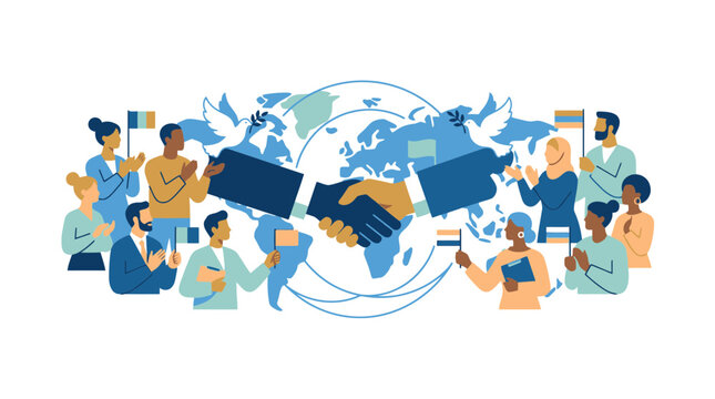 Global Handshake Peace Concept with Diverse People