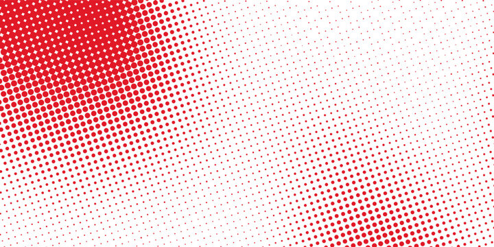 Red halftone pattern background vector illustration, pop art comic style dotted texture with copy space