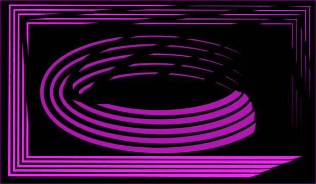Concentric purple ellipses and rectangular frame on black background