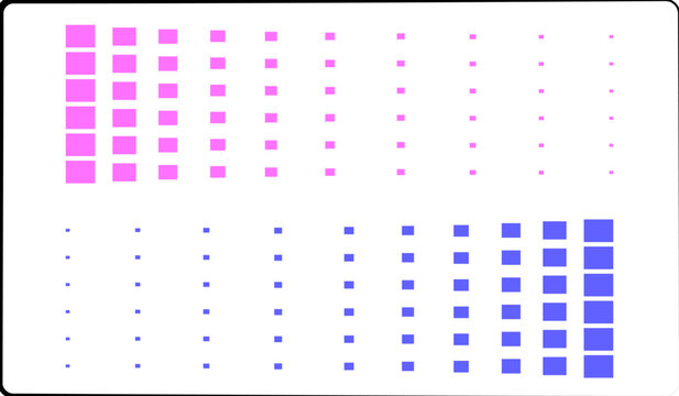 Pink and blue gradient square grid pattern on a white background