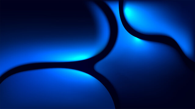 Abstract dark blue futuristic background with glowing neon 3d organic curves flowing layered shapes for modern technology digital presentation luxury wallpaper cover banner design