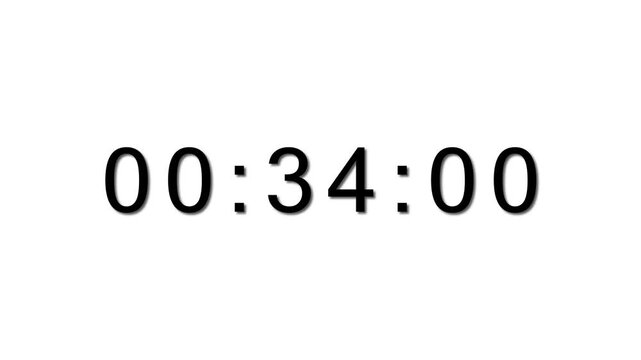 39 Seconds counting timer number animation. on a White background. and creating a stunning 4k video.
