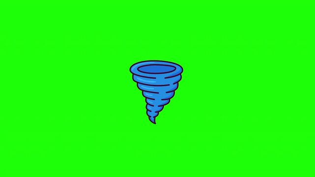 Animated tornado cyclone doodle icon, hand-drawn flat vector line art with wiggle effect, looping motion graphic for storm and weather design