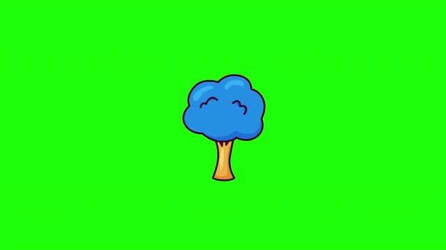 Animated tree doodle icon, hand-drawn flat vector line art with wiggle effect, looping motion graphic for nature and eco design