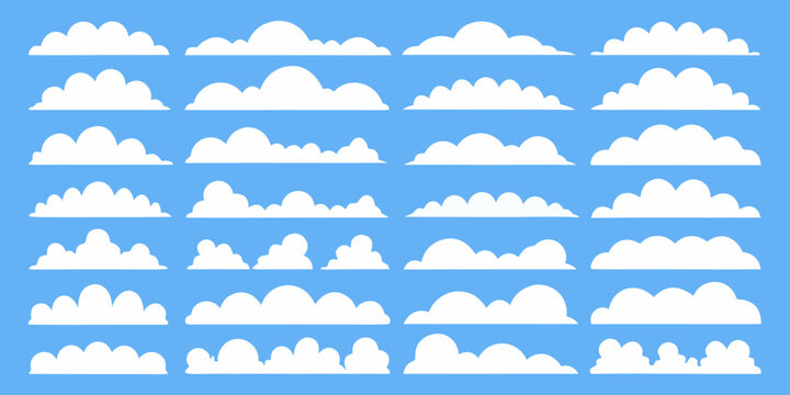 White cloud formations arranged in rows against a blue background