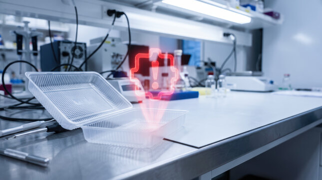 Laboratory bench sterile plastic tray chip supply squeeze alert error sensor equipment science room