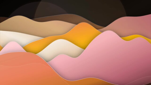 Abstract background loop of warm luxury liquid metallic waves in a volumetric flow motion