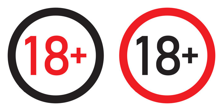 Eighteen Plus Age Restriction Symbol Sign Illustration.