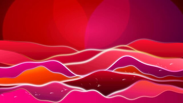 Abstract carmine molten liquid wave flow animation footage in a seamless background loop