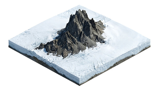 Isometric snow mountain peak isolated on white background