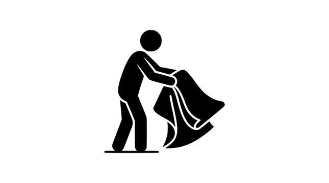  A person bent over cleaning or wiping up a large liquid spill from the floor using a cloth, representing housekeeping, janitorial cleanup, spill response, and hygiene maintenance
