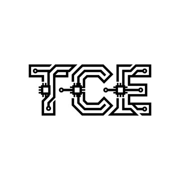 Abstract Circuit Board Letters TCE Logo Design