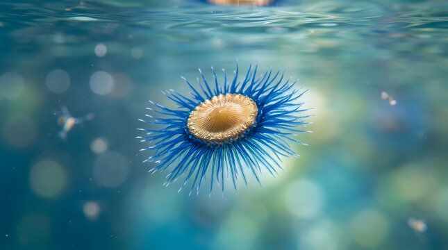 blue button jellyfish macro