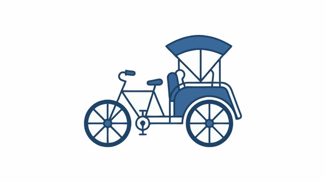 blue bicycle rickshaw vector illustration traditional pedicab trishaw side view icon design.