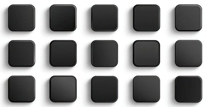 Many black square buttons, 3D effect