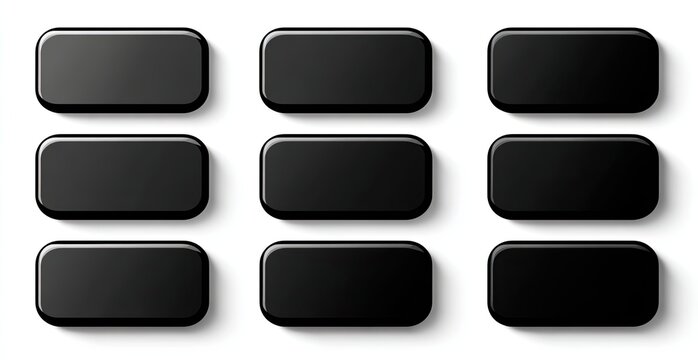 Grid of twelve glossy black rectangles