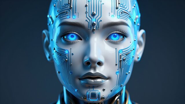 Futuristic Female Robot with LED Lighting