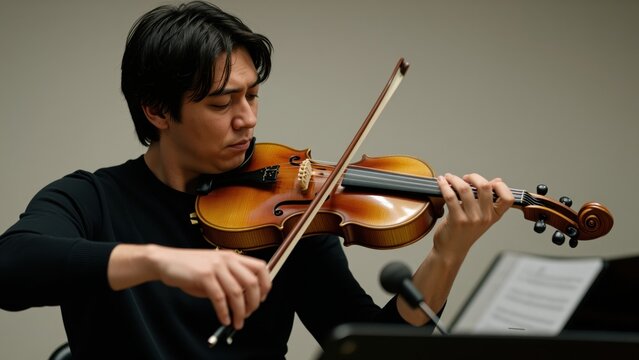 Woman Playing Violin in Practice Session