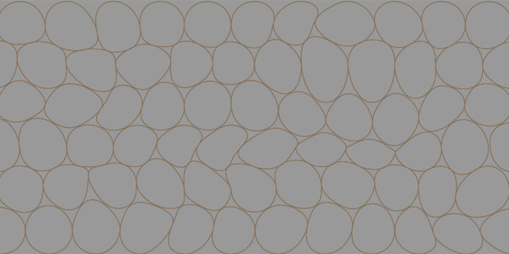 Abstract grey pebble stone line pattern background, modern minimalist organic cobblestone pavement vector illustration for floor tile, wall texture, and banner design