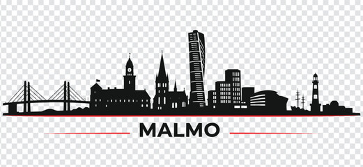 Naklejka premium Malmo sweden city skyline silhouette vector illustration