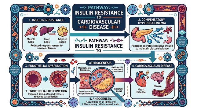 Pathway from insulin resistance to cardiovascular disease diagram