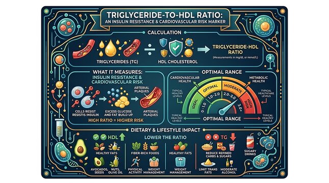 Infographic explaining triglyceride to hdl ratio for metabolic health