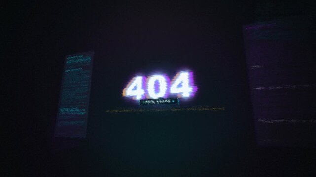 Futuristic Cyber Code 404 Page Not Found Motion Graphics Background Loop