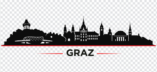 Graz, austria city skyline silhouette with famous landmarks vector illustration © MstSabina