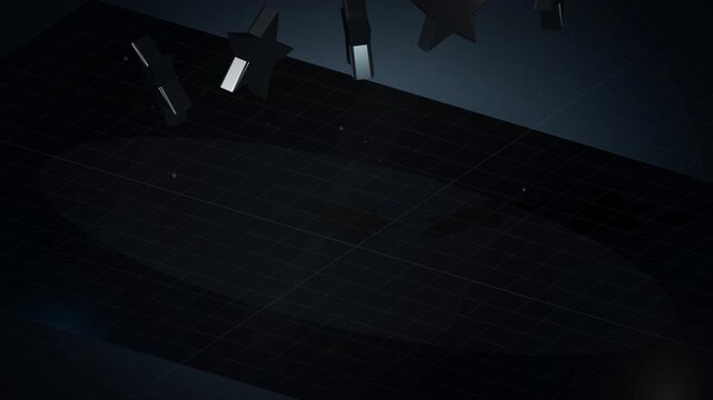 Isometric Metallic Five Stars Rotating with Light Glares