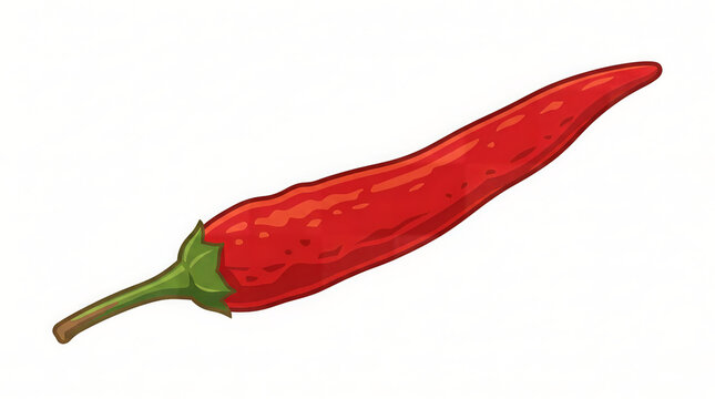Fresh red chili pepper isolated on white. Spicy cayenne vegetable for culinary design.