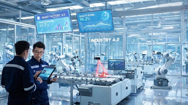 Advanced Modern Manufacturing Factory With Robotic Automation And CNC Machinery