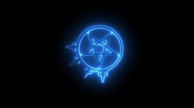 Glowing blue pentagram symbol with light effects