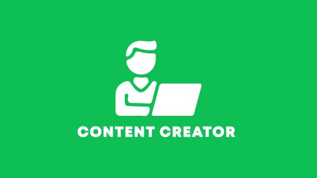 Content Creator Icon Person Laptop Green Background Vector Design