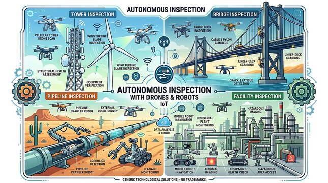 Autonomous inspection technology with drones and industrial robots