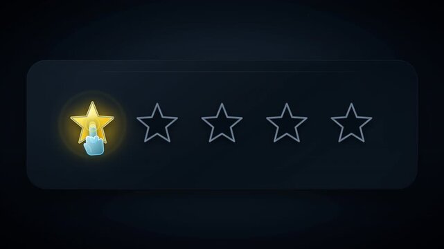 Digital Finger Swiping Across Rating Stars with Glowing Trail