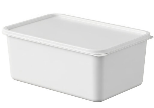 Empty white plastic storage bin isolated