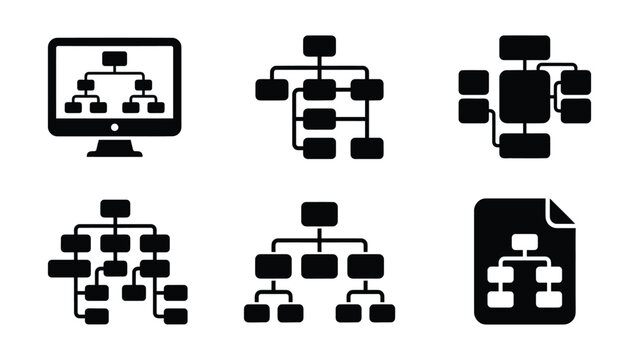 Digital website sitemap organization chart structure technology icons