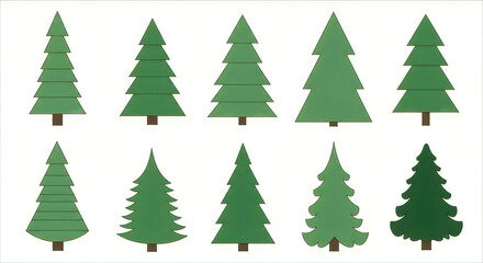 Fototapeta premium Color gradient vector christmas trees illustration