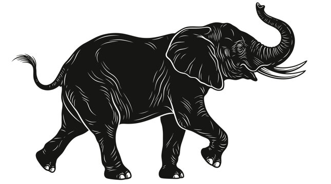 Detailed Elephant Silhouette Vector Illustration