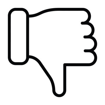 Negative thumbsdown hand gesture icon showing disapproval or dislike