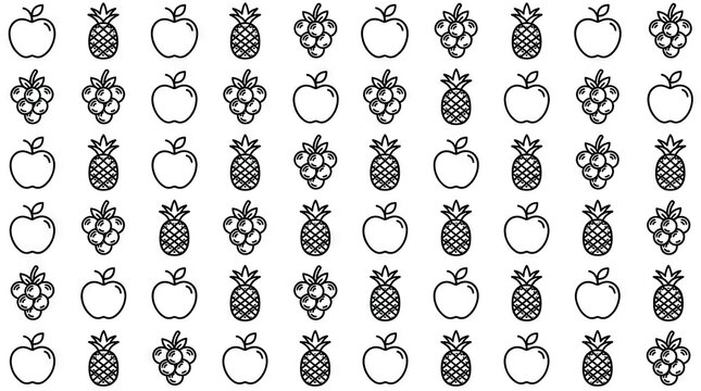 Simple fruit symbols seamless grid pattern