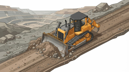 Heavy duty bulldozer working on construction site. © Zafira