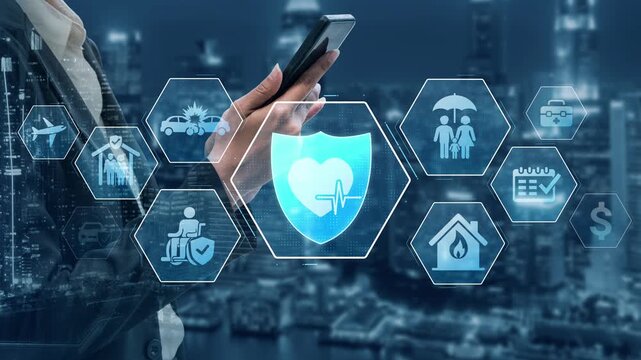 Security and insurance concept showing protection coverage for health, travel, home, car, life, and financial safety, emphasizing trust and policy assurance Marrow