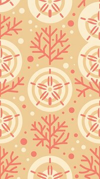 Seamless ocean pattern with sand dollars and coral in peach tones