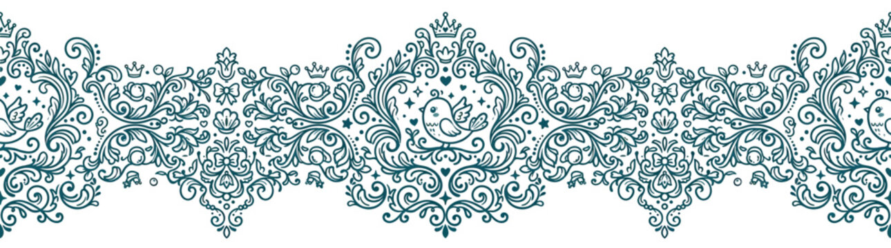 Elegant Swirl Border with Bird Motif